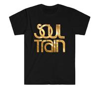 QIESHEOK Rumin Men's Soul Train Musical Show Logo Unisex 100% Cotton Short-Sleeve T-Shirts Black L