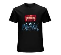 QIESHEOK Seether One Cold Night Unisex 100% Cotton Short-Sleeve T-Shirts Black S