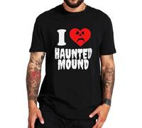 QIESHEOK Sematary I Love Haunted Mound Popular Trend Heart Shape Unisex 100% Cotton Short-Sleeve T-Shirts Black S