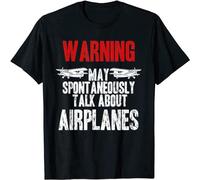 QIESHEOK Talk About Airplanes Funny Pilot and Aviation Gift Unisex O-Neck 100% Cotton Short-Sleeve T-Shirts Black M