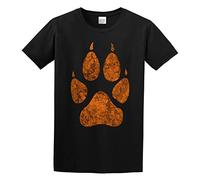 QIESHEOK Wolf Footprint Unisex 100% Cotton Short-Sleeve T-Shirts Black XXXL
