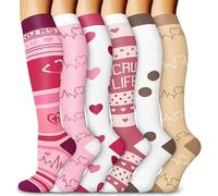 QiFon Lot de 6 paires de chaussettes de compression 20-30 mmHg pour homme/femme de compression pour le sport (FR/ES, Alpha/lettres, S, L, Grande taille, Taille normale, L-XL, ANS006-26)
