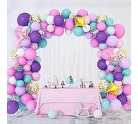 QIFU Arche Ballons Anniversaire Licorne - 132pcs Kit Arche Ballon Helium Anniversaire Rose Violet Bleu Guirlande Ballons pour Decoration Anniversaire Licorne Fille Princesse 1 an K-pop Demon Hunter