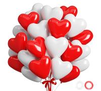QIFU Ballon Coeur Rouge Blanc -50Pcs 12 Pouces Ballons En Latex En Forme De Cœur Ballon Helium Pour Ballons Anniversaire Deco Mariage Demande En Mariage Romantique Decoration Saint Valentin