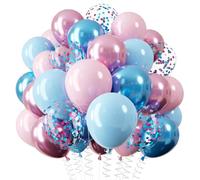 QIFU Ballon Rose Et Bleu, 12 Pouces Gender Reveal Ballons Anniversaire Bleu Rose Confettis Balloons Pour Gender Reveal Fete Baby Shower Revelation Fille Ou Garçon Bapteme Anniversaire Fête Prénatale