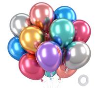 QIFU Ballons Métallique Multicolores - 100 Pièces Ballons Anniversaire Multicolores Rouge Bleu Rose Gold Vert, Ballon Latex Hélium Pour Decoration Anniversaire Baby Shower Mariage Fête, 12 Pouces