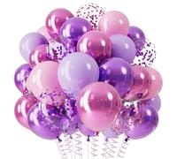 QIFU Ballons Rose Violet, 12 Pouces Ballon Violet Anniversaire Rose Pastel Ballons Confetti Pour Fille Anniversaire Fête Déco K Pop Ballon Déco Madame Mariage Décoration Gender Reveal