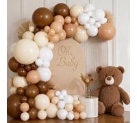 QIFU Kit Arche Ballons Marron - 109 Pièces Kit Arche Ballon Helium Anniversaire Marron Et Beige Ballons Marron Beige Blanc pour Décoration Anniversaire Baby Shower Gender Reveal Deco Mariage Champetre