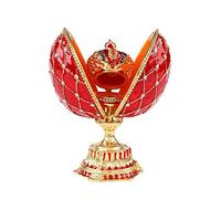 QIFU Répliques d'œuf de style Fabergé avec charnière et couronne - Cadeau unique pour la décoration de la maison