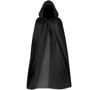 QIGHLIS Cape à Capuchon Noire Déguisement, 120cm Cape à Capuche Cape Sorcier Déguisement de Sorcière pour Adulte/Enfant Avec des autocollants d'Halloween, Idéal pour Halloween Carnaval