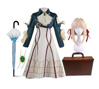 Qigmhua Costume de cosplay violet Evergarden avec accessoires, costume d'anime, robe violette Evergarden, ensemble complet pour Halloween