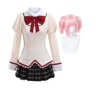 Qigmhua Kaname Madoka Cosplay Akemi Homura Costume Anime Mami Tomoe/Miki Sayaka Uniforme scolaire Cosplay Chemisier Robe pour femme Costume d'Halloween Ensemble complet