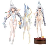 Qigmhua MNF Le Malin Lot de 3 statues d'anime Figurines de lapin Girl MNF Le Malin Sculpture Sur Pied Avec Carottes Décoration Cadeau Décoration de table
