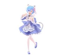 Qigmhua Rem Figure Re 0 Remu Statue Manga Girl Action Figures Rem Maid Ver avec oreilles de chat Modèle 18 cm Dessin animé Ornements de collection PVC