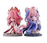 Qigmhua Sangonomiya Kokomi Figurine Yae Miko Q Statue PVC Anime Fille Figurines 13 cm Genouillé Modèle Mignon Jeu Fille Personnage Décoration Cadeau