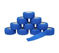 QiGui 10 Rouleaux Bandage Cohésif Autoadhésif pour Sports - Bande Élastique Médicale Adhésive - Pansements pour Doigts, Mains, Pieds, Poignets 2.5cm (Bleu)