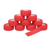 QiGui 10 Rouleaux Bande Cohésive Bandage Autoadhésif Cohésifs Sports Bande Auto-adhésif Elastiques Bandage Médical Bande Adhésifs Pansements Adhésifs pour Doigt Mains Pieds Poignets 2.5cm (Rouge)