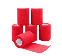QiGui 6 Rouleaux Bande Cohésive Bandage Autoadhésif Cohésifs Sports Bande Auto-adhésif Elastiques Bandage Médical Bande Adhésifs Pansements Adhésifs pour Doigt Mains Pieds Poignets 7.5cm (Rouge)