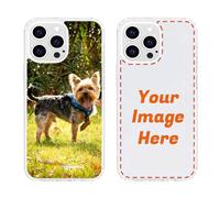 QIHENGPLUS Étui transparent personnalisé compatible avec l'iPhone 14 Pro d'Apple, coque souple en TPU personnalisée avec votre photo et vos textes