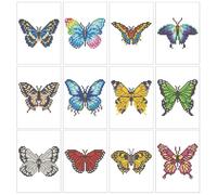Qihensail 12 pièces papillon mini peintures diamant images, insectes petites peintures diamant adultes, peintures diamant adultes pour décoration murale maison, cadeau pour femmes.