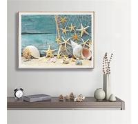 QiHon Diamond Painting Kits 5D DIY Diamant Painting Kit Complet Plage Conque Etoile Mer Cristal Diamant Strass Point de Croix Cristal Painting pour Décoration Intérieur 30x40cn