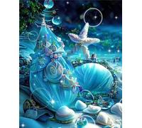 QiHon Kits de Peinture Diamant 5D pour Adultes DIY Diamant Painting Kit Complet pour Enfant Coquillage Vert Rêve Diamant Strass Point de Croix Cristal Painting pour Maison Murale Décoration 30x40cn