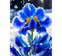 QiHon Peinture par Numéros pour Adultes Fleurs Bleues, Peinture par Numéro Adulte Orchidée Papillon, DIY Kits de Peinture à L'huile avec Peinture et Pinceau 40x50cm (Sans Cadre)