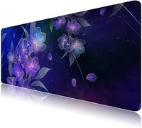 QiHon Tapis de Souris XXL Fleurs Bleues Grand Tapis de Souris Gaming avec Bords Cousus Base en Caoutchouc Antidérapant pour Offrir Protection de Bureau 800x400x2mm