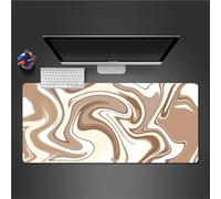 Tapis de Souris XXL Marron Beige Grand Tapis de Souris Gaming 900x400x3mm Résistant à Usure Lavable Tapis de Bureau antidérapant Convient pour Les Jeux, la Maison et Le Bureau