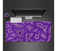 QiHon Tapis de Souris XXL Topographique Violet Grand Tapis de Souris Gaming 600x300x2mm Résistant à Usure Lavable Tapis de Bureau antidérapant Convient pour Les Jeux, la Maison et Le Bureau