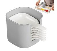 Qihuyi Assiette à goûter avec poignée | Assiettes Plates rectangulaires - Assiettes Multifonctions en os à la Broche, Assiettes à dîner Grises et Blanches, Plat en os à la Broche sans Danger