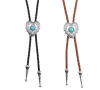QIIIMSLSS Cravate Bolo élégante avec pendentif en forme de cœur sculpté - Collier western cool bolo - Costume de cowboy