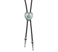 QIIIMSLSS Cravate Bolo élégante avec pendentif en forme de cœur sculpté - Collier western cool bolo - Costume de cowboy