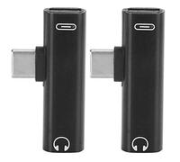 Qiilu 2 Pièces 2 en 1 Type-C vers 3,5 Mm Assist Câble Audio Fil Chargeur Casque Distributeur Adaptateur Casque Adaptateur USB C Jack 3.5 Type C Interface : Conception de Fonction (Noir)