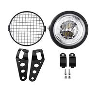 Qiilu 6.5" Phare de moto rond LED phare avec Grille couvercle latéral avec support pour Cafe Racer