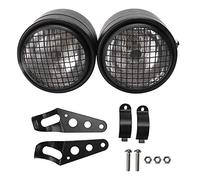 Qiilu 8.5 Pouces Phare Jumeau de Moto, Double Phare Avant Universel de Moto (Grille Noire + Blanc)(Black Grille + Blanc)