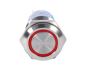 Qiilu Bouton Essuie Glace, 12-24V Bouton Poussoir étanche 19mm LED Interrupteur Inoxydable Auto-verrouillable(rouge)