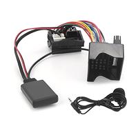 Qiilu Câble d'entrée auxiliaire Bluetooth, Noir Câble Audio Bluetooth, ABS Voiture Bluetooth 5.0 AUX-in Câble Audio Adaptateur pour C2/C3/C4/C5/C6 avec Microphone