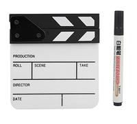 Qiilu Clap Board, Mini Acrylique réalisateur scène Clapperboard TV Movie Action Board Film Cut Prop avec Stylo(PAV1BWE3S)