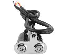 Qiilu Commutateur de guidon de moto 12 V, bouton-poussoir de commande de support de Modification de LED de commutateur de guidon de moto d'acier inoxydable(2 boutons)