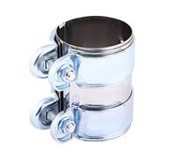 Qiilu Connecteur d'échappement en acier inoxydable Turbo d'échappement Bande Pince Silencieux Catback Pipe W/Boulons(2.5'') Argent