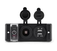 Qiilu double prise USB pour bateau Panneau de commutateur de prise de courant USB double allume-cigare étanche 12V pour bateau