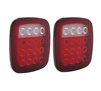 Qiilu Feu arrière feu stop, 16LED feu de recul bicolore rouge blanc feu de position latéral LED de forme carrée feux arrière arrière feux de remorque adaptés pour JK TJ