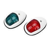 Qiilu feux de navigation pour bateau 2 pcs lumière de signal de navigation, DC12V 3W lampe de signalisation rouge vert LED étanche lumière de navigation de bateau(blanc)