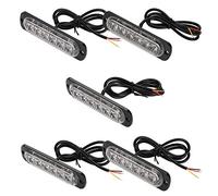 Qiilu feux flash led, 4 pièces Feux Stroboscopique 12-24 V Voiture 6 LED Lampe Flash Strobe D'urgence Avertissement Grille de Lumière Clignotant Barre Lumineuse(Jaune)