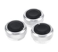 Qiilu Interrupteurs de bouton de climatisation automobile noirs de 3 pièces, bouton de bouton de commutateur de commande de chaleur de climatisation de voiture en alliage d'aluminium