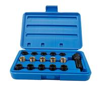 Qiilu Kit de filetage de vis de taraudage, 16pcs outils de réparation de filetage de taraud de bougie