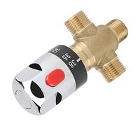 Qiilu limiteur de Temperature mitigeur 3/8 Mitigeur Thermostatique en Laiton Tuyau de Température de l'eau Contrôle du Thermostat du Bassin Mitigeur Thermostatique Mitigeur de Douche Thermostatique d