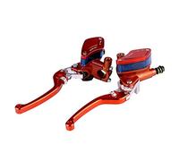 Qiilu maitre cylindre embrayage hydraulique moto Leviers d'embrayage de Moto, Paire de 22mm CNC Moto Pompe de Frein Hydraulique Levier de Maître-Cylindre d'embrayage Réglable(Orange)