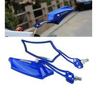 Qiilu Miroirs de vue latérale moto, Rétroviseurs Latéraux Miroir Arrière Vue et Embouts de Guidon 10mm 8mm Universel Moto Scooter En Alliage D'aluminium Côté Rétroviseurs 4 Couleurs(bleu)